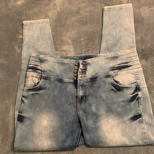 High-Waisted Acid Wash Skinny Jeans
